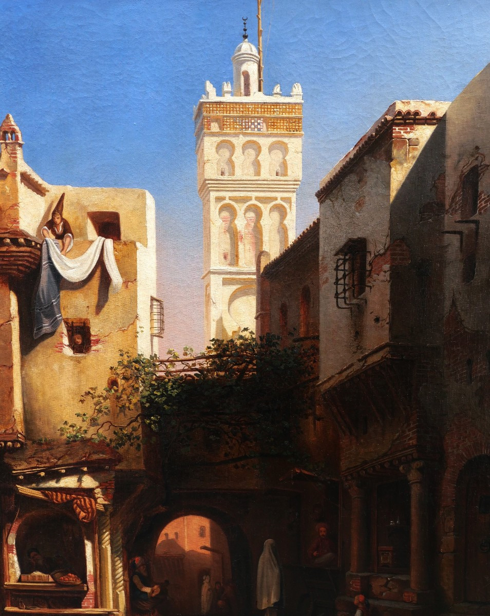 Georgina d'HÉBÉCOURT, d'après Eugène FLANDIN, Paysage d'Alger devant la Mosquée d'Ali Bitchin-photo-2