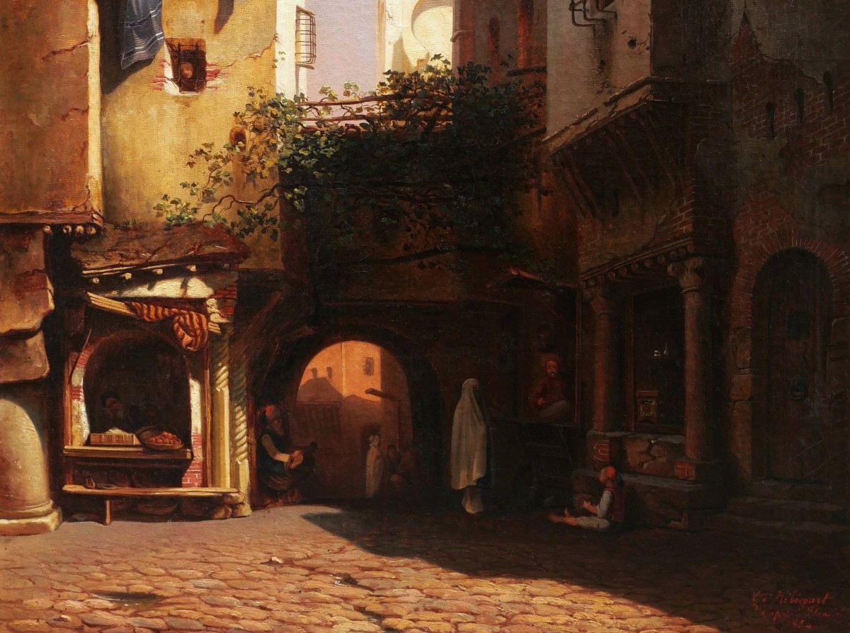 Georgina d'HÉBÉCOURT, d'après Eugène FLANDIN, Paysage d'Alger devant la Mosquée d'Ali Bitchin-photo-4