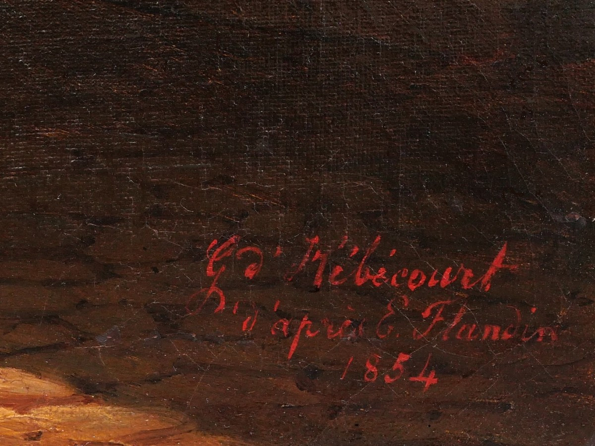 Georgina d'HÉBÉCOURT, d'après Eugène FLANDIN, Paysage d'Alger devant la Mosquée d'Ali Bitchin-photo-1