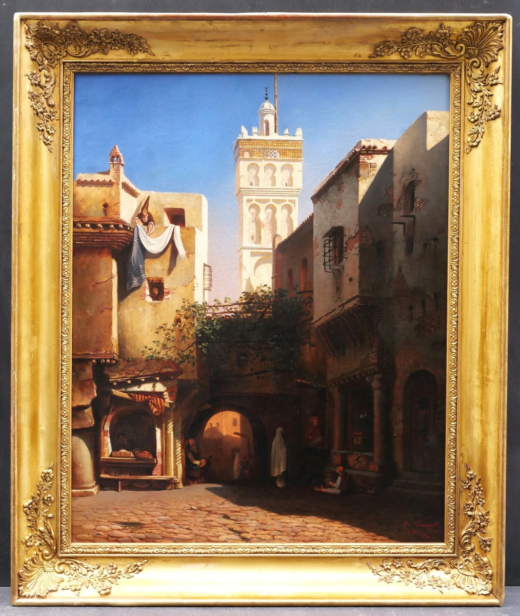 Georgina d'HÉBÉCOURT, d'après Eugène FLANDIN, Paysage d'Alger devant la Mosquée d'Ali Bitchin-photo-2