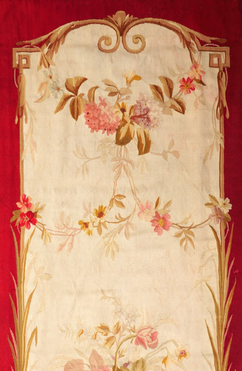 Tapisserie portière à décor de fleurs, AUBUSSON, époque Napoléon III-photo-2