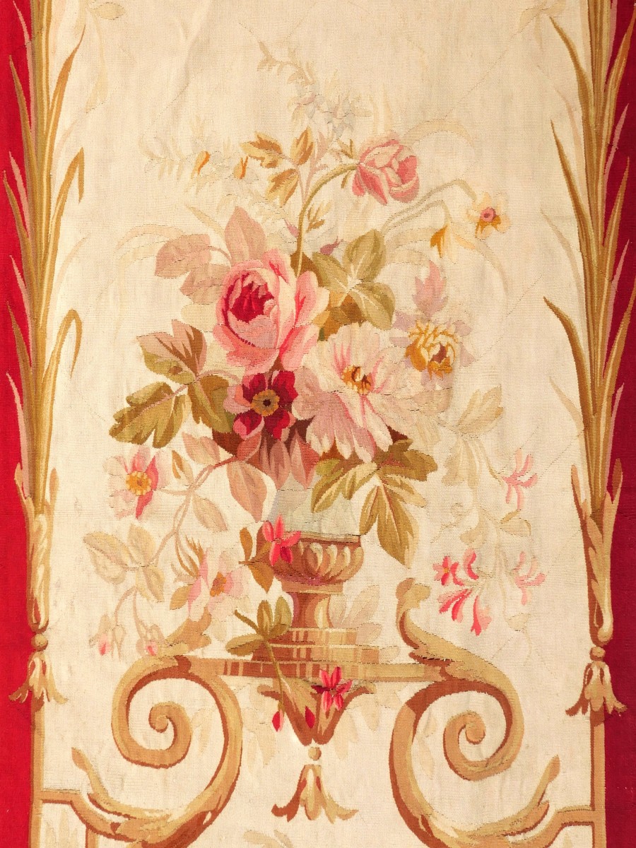 Tapisserie portière à décor de fleurs, AUBUSSON, époque Napoléon III-photo-3