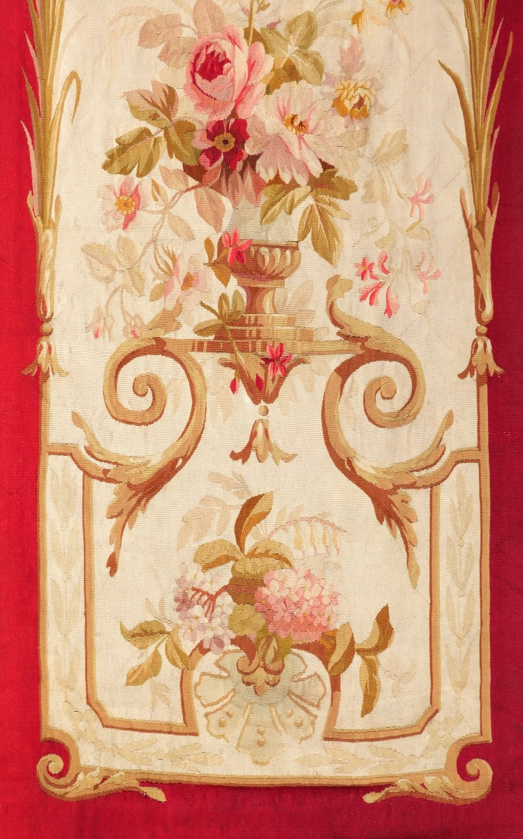 Tapisserie portière à décor de fleurs, AUBUSSON, époque Napoléon III-photo-4