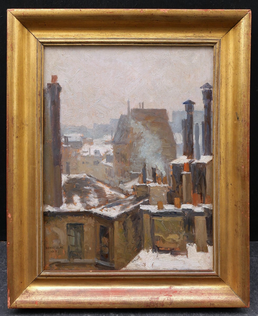 Henry SENÉ, Toits de Paris sous la neige, Rue de Sèvres (tableau)-photo-4