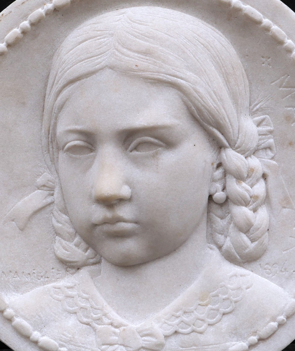 Henri-charles Maniglier, Portrait Of Julie Maniglier, Granddaughter Of The Artist Sculpture-photo-2