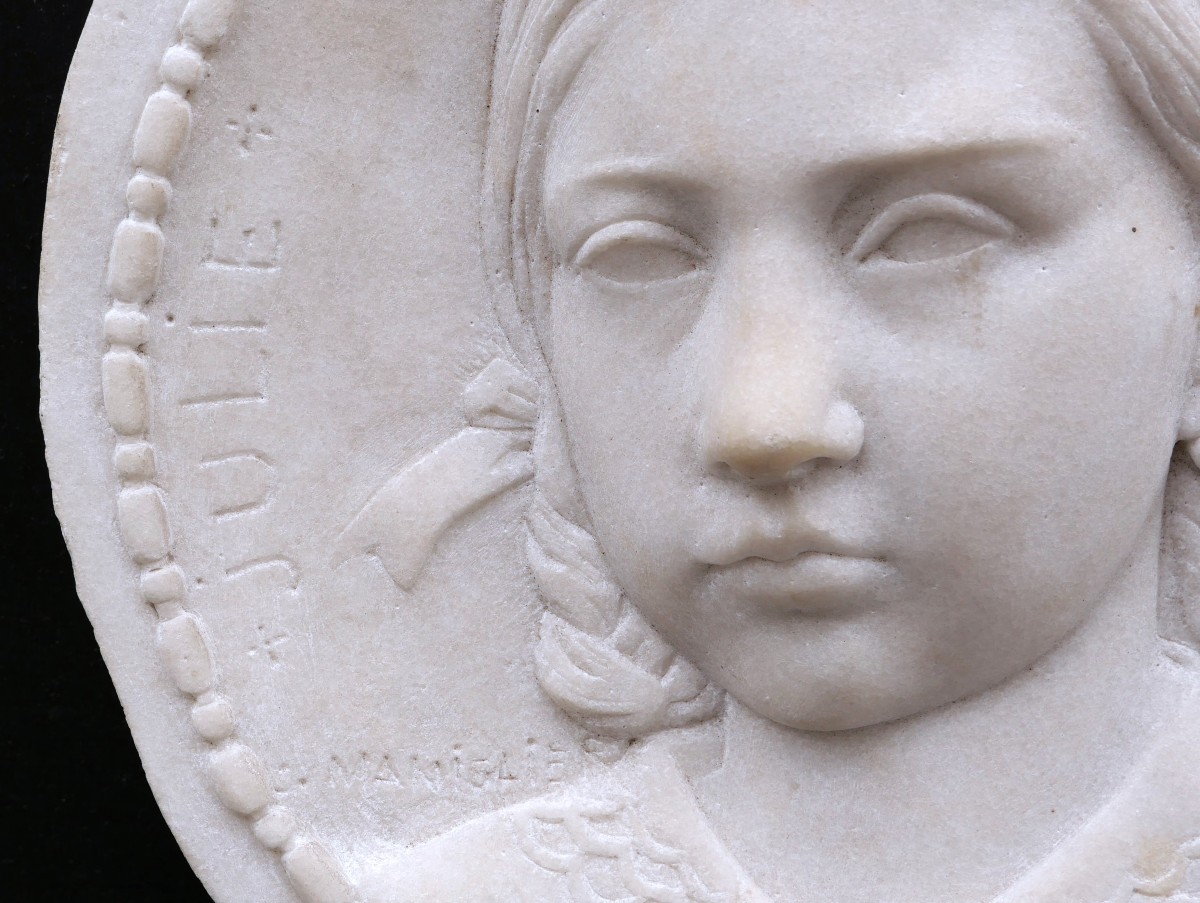 Henri-charles Maniglier, Portrait Of Julie Maniglier, Granddaughter Of The Artist Sculpture-photo-3