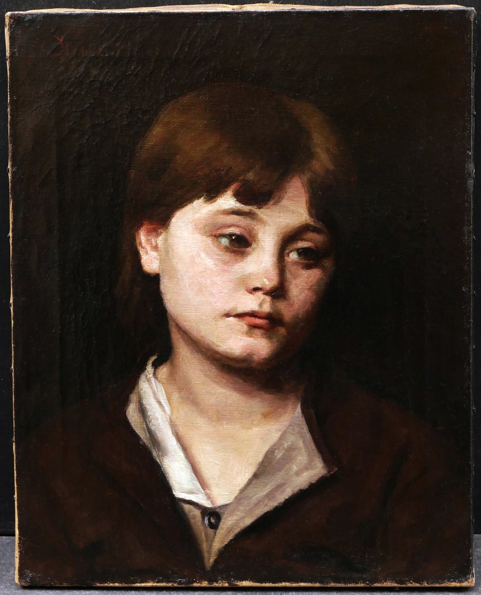 Christian Fredrik Krebs, Portrait Of A Child, Swedish Painting-photo-1