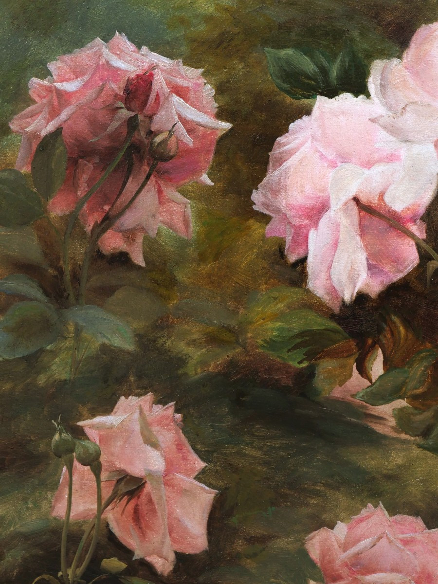 Gustave Bienvêtu, Roses, Still Life Painting Of Flowers-photo-2