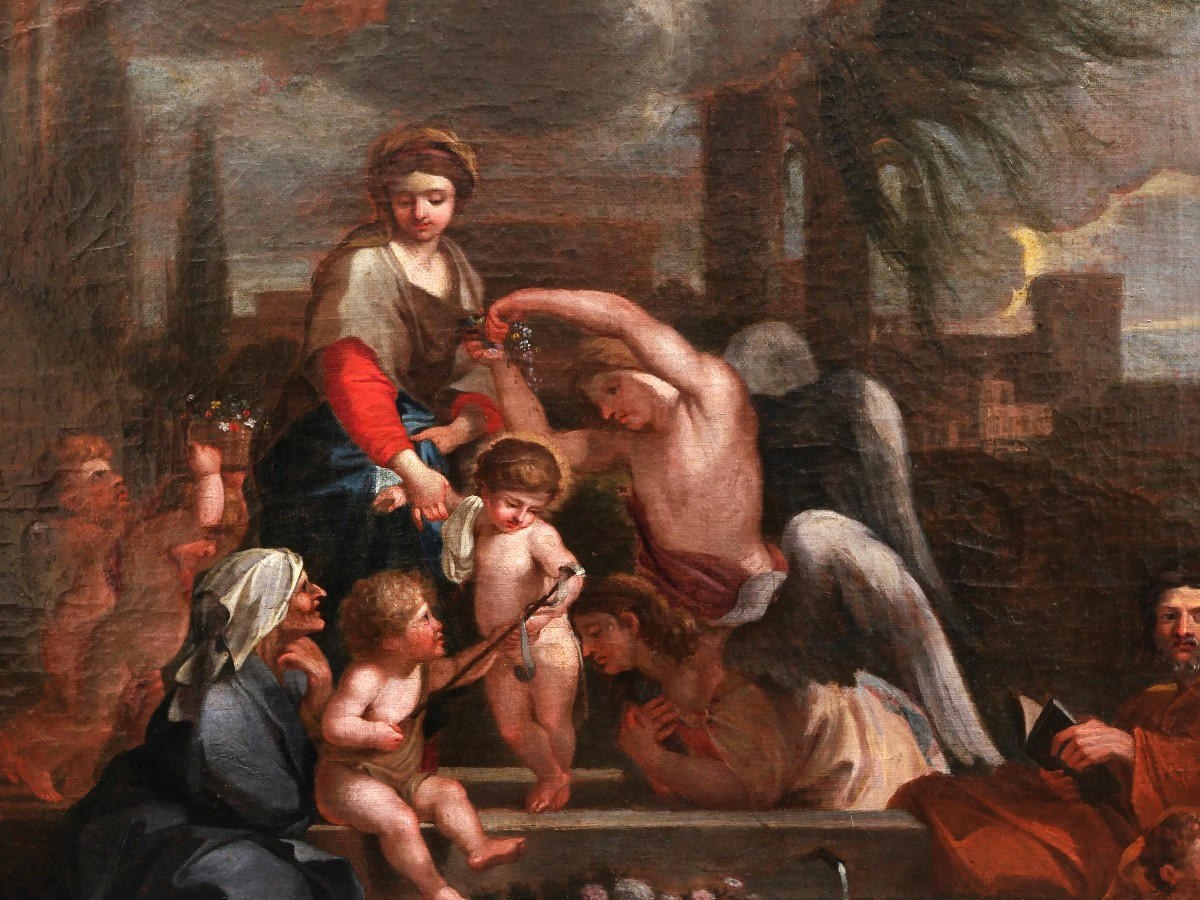 17th Century French School, After Sébastien Bourdon, The Holy Family With A Basin-photo-2