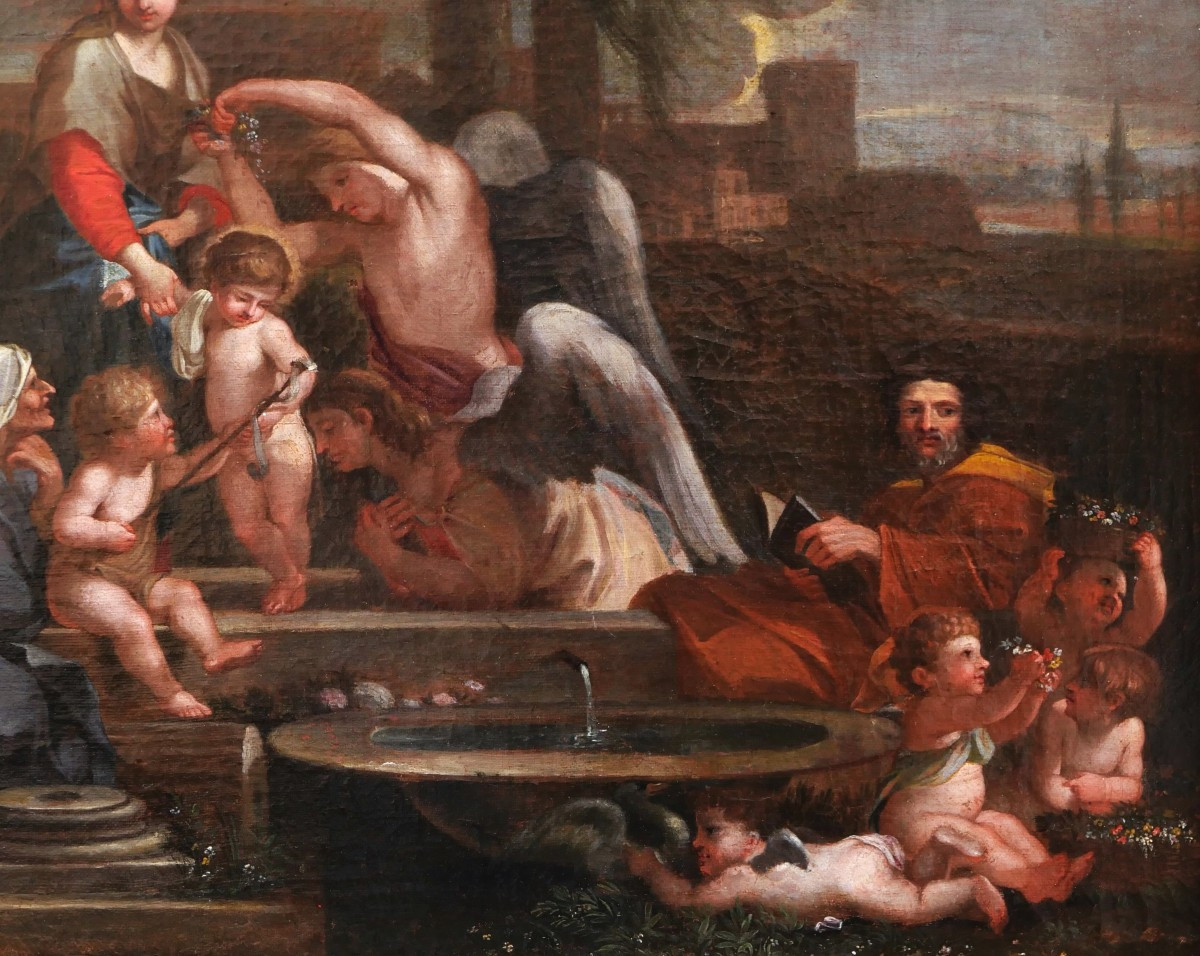 17th Century French School, After Sébastien Bourdon, The Holy Family With A Basin-photo-3