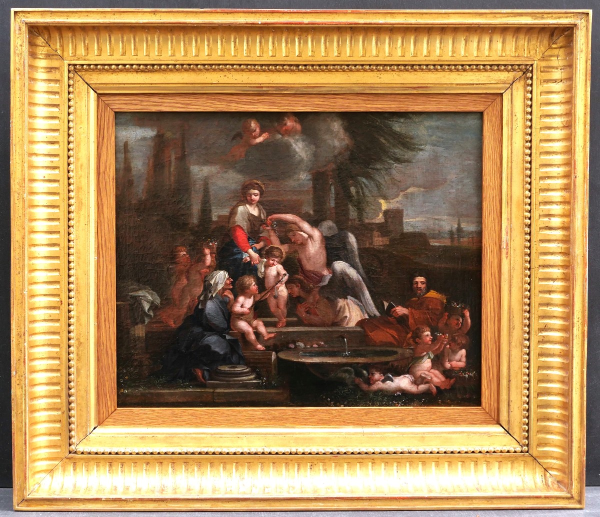 17th Century French School, After Sébastien Bourdon, The Holy Family With A Basin-photo-4