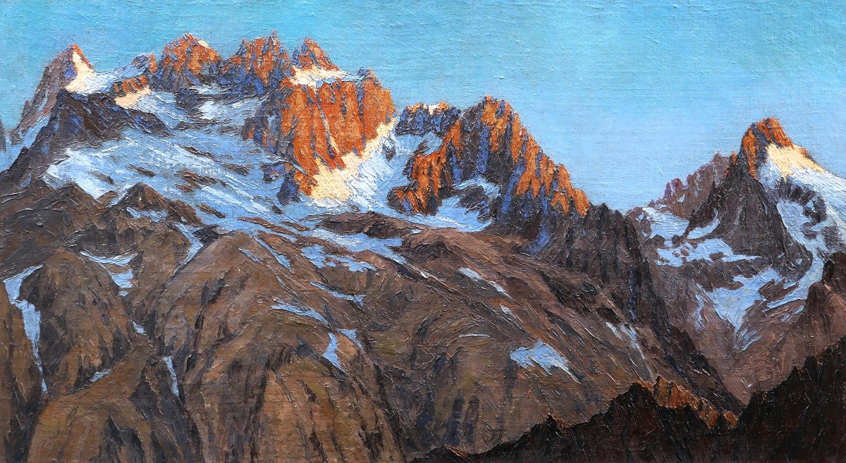 Robert Hofer , The Roche Méane In The Massif Des écrins (alps), Mountain Painting