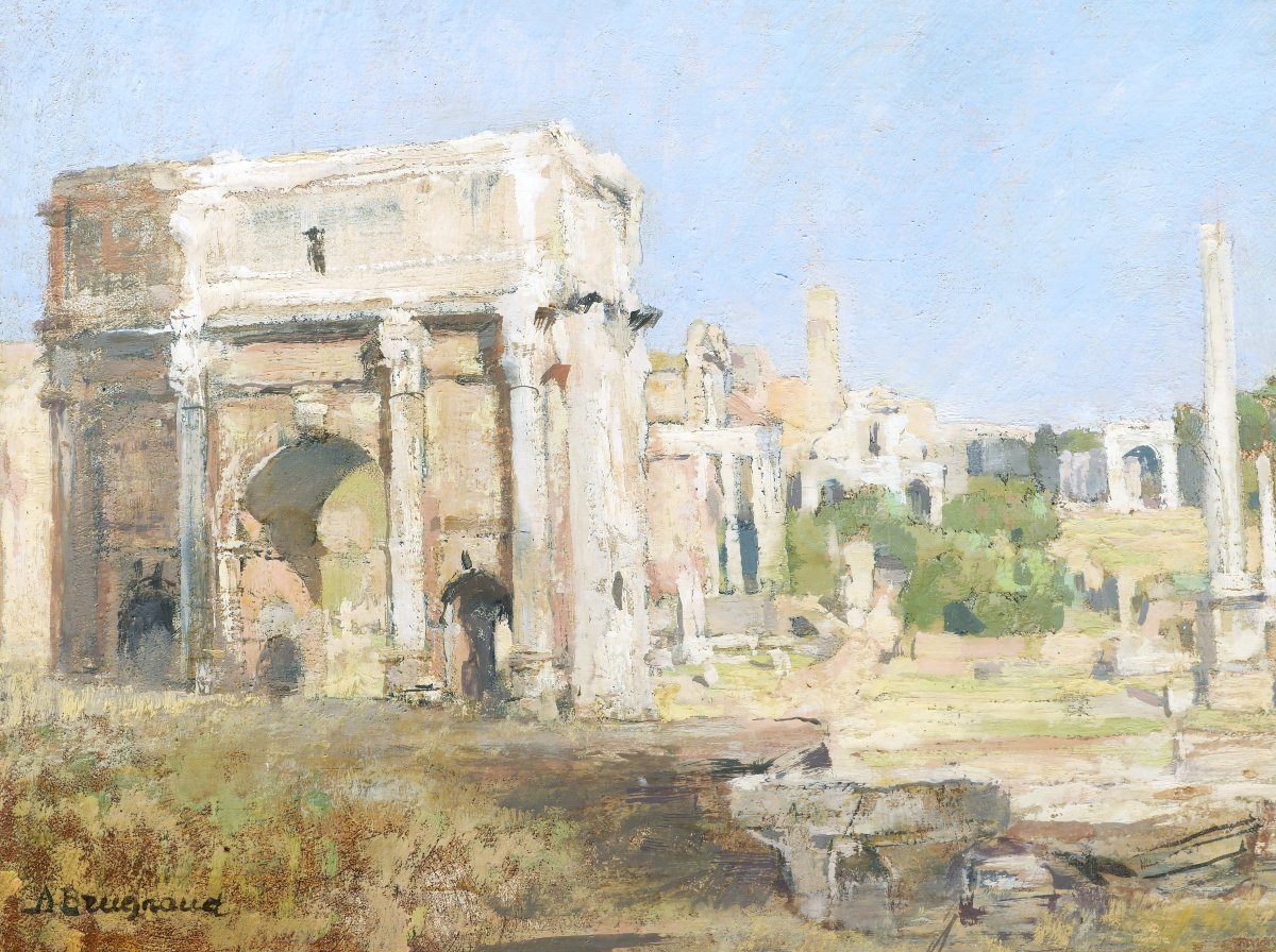 Armand Claude Étienne BRUGNAUD, Vue du Forum à Rome, tableau (paysage d'Italie)-photo-2