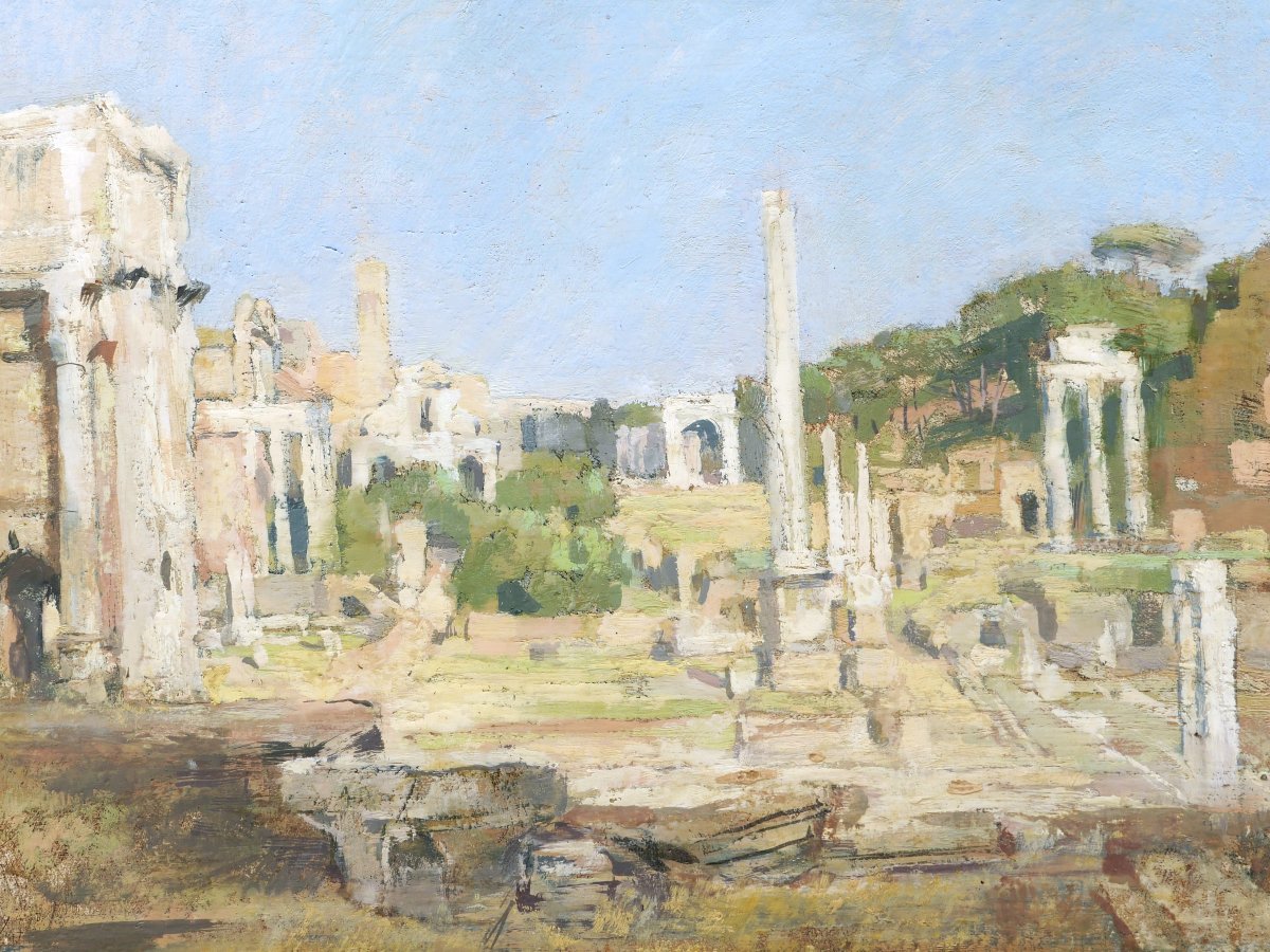 Armand Claude Étienne BRUGNAUD, Vue du Forum à Rome, tableau (paysage d'Italie)-photo-3