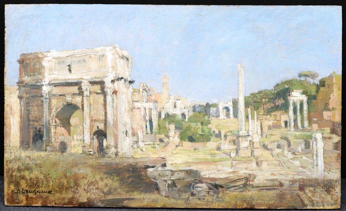 Armand Claude Étienne BRUGNAUD, Vue du Forum à Rome, tableau (paysage d'Italie)-photo-2