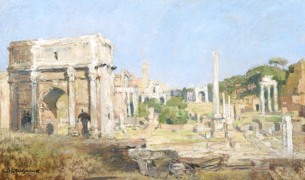 Armand Claude Étienne BRUGNAUD, Vue du Forum à Rome, tableau (paysage d'Italie)