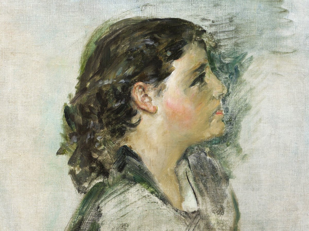 émile François Jacques Compard, Portrait Of A Little Girl, Painting Of A Child-photo-2