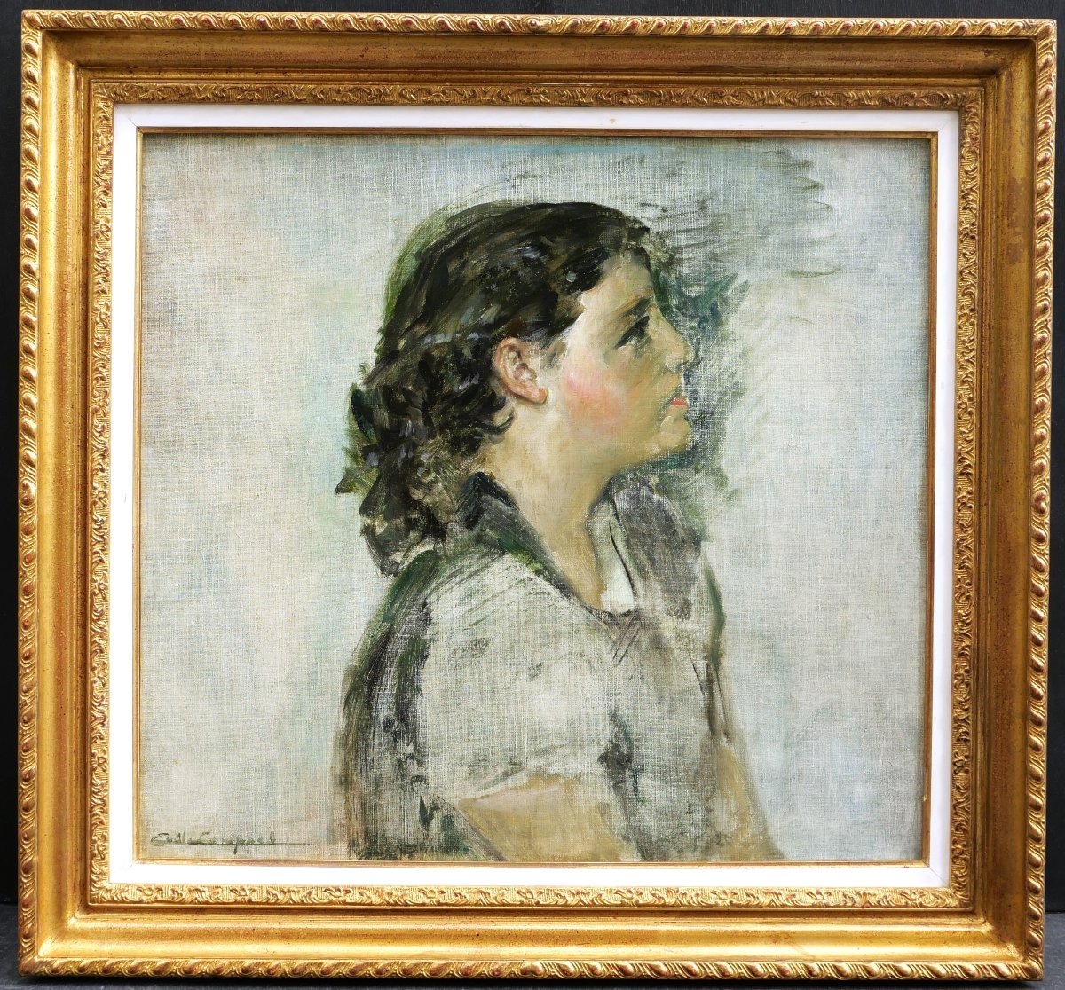 émile François Jacques Compard, Portrait Of A Little Girl, Painting Of A Child-photo-4