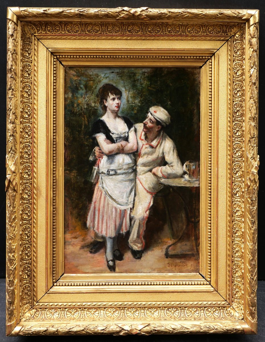 Marcellin Gilbert DESBOUTIN, Scène galante à la guinguette, tableau-photo-4
