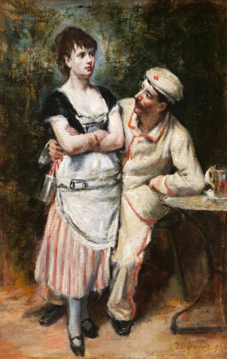 Marcellin Gilbert DESBOUTIN, Scène galante à la guinguette, tableau