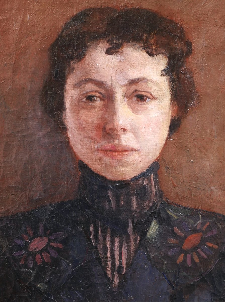Tony VAN OS , Portrait de femme en robe à fleurs, tableau-photo-2