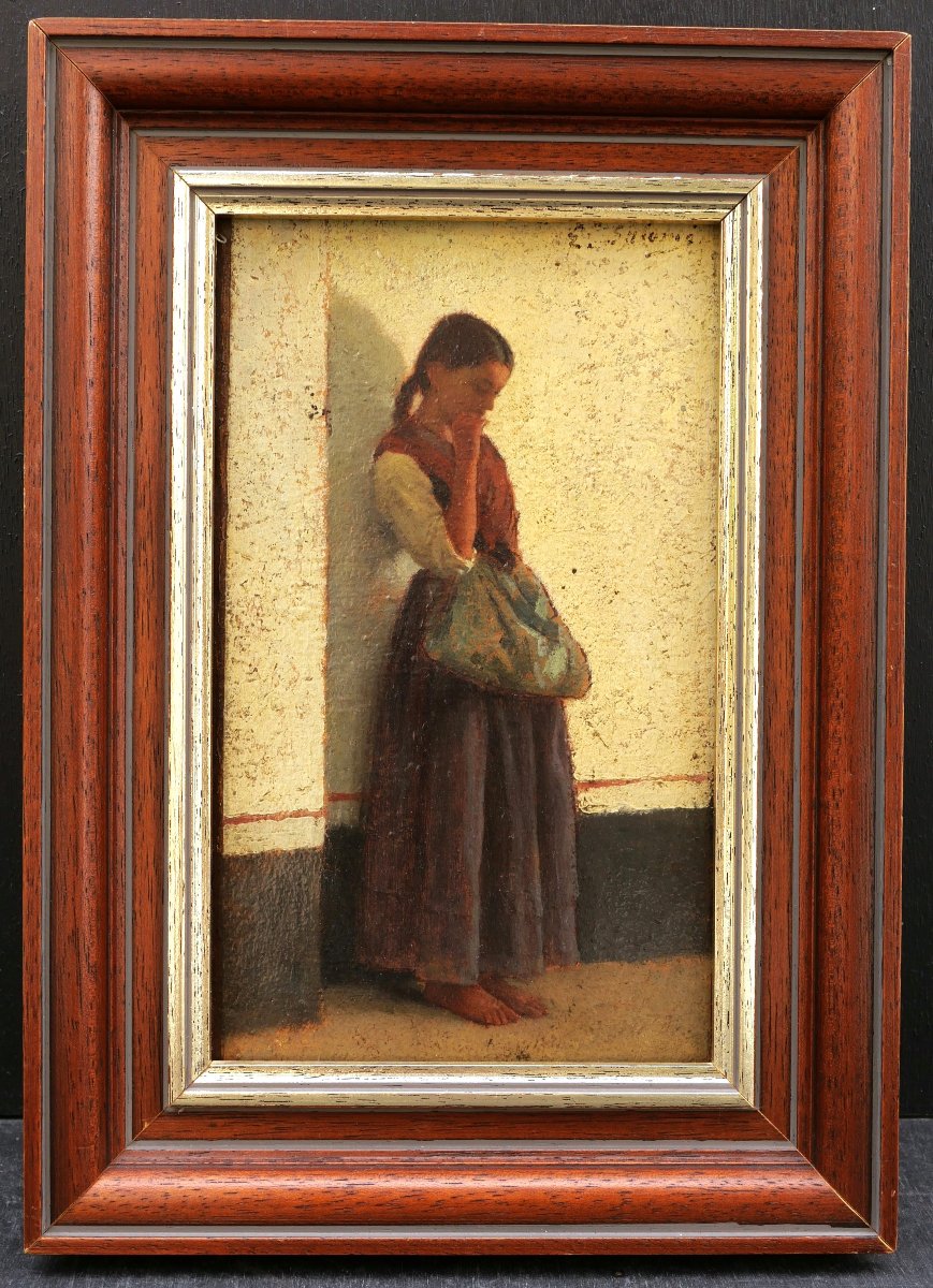 Émile Louis SALOMÉ, Jeune fille pensive, Italie, tableau-photo-4