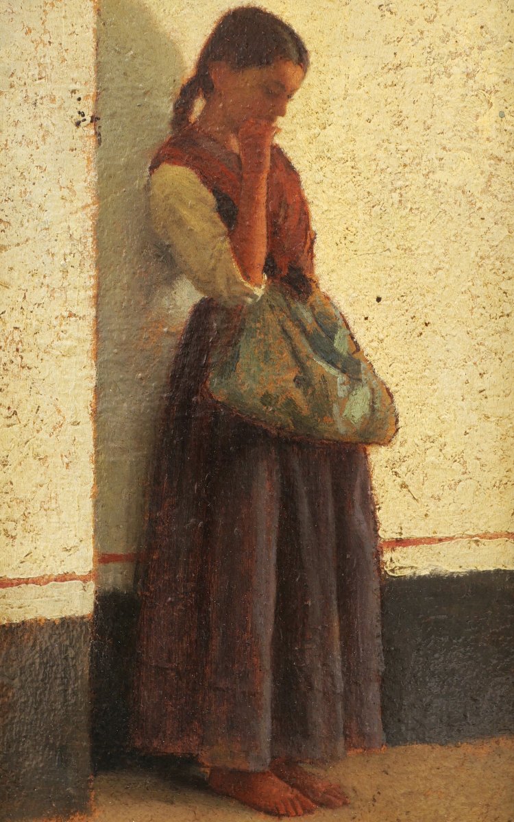 Émile Louis SALOMÉ, Jeune fille pensive, Italie, tableau-photo-2