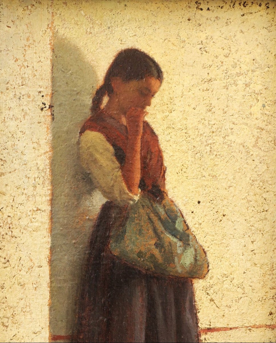 Émile Louis SALOMÉ, Jeune fille pensive, Italie, tableau-photo-3