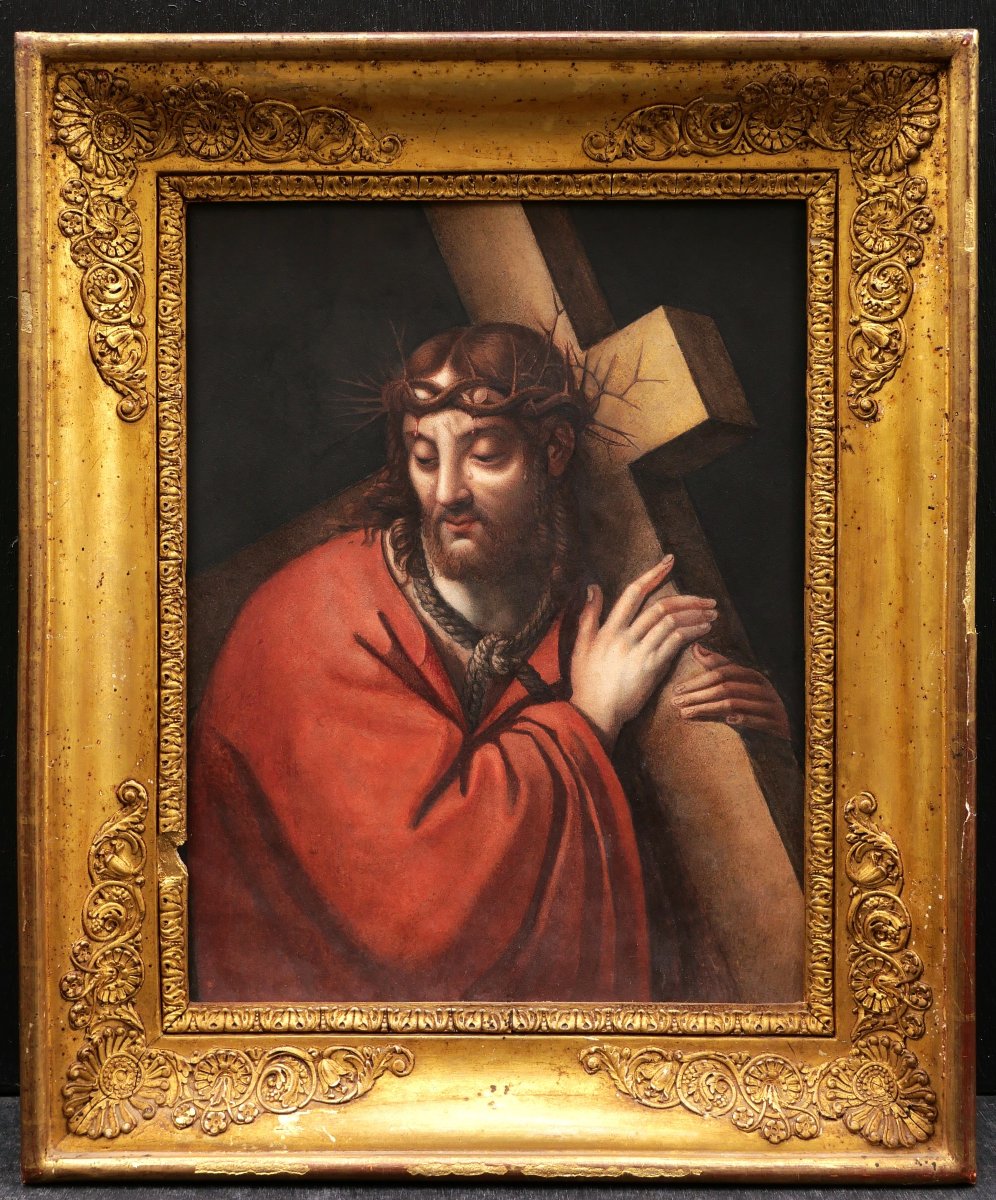 École FRANÇAISE circa 1800, d'après Andrea SOLARIO, Le Calvaire du Christ, gouache-photo-3
