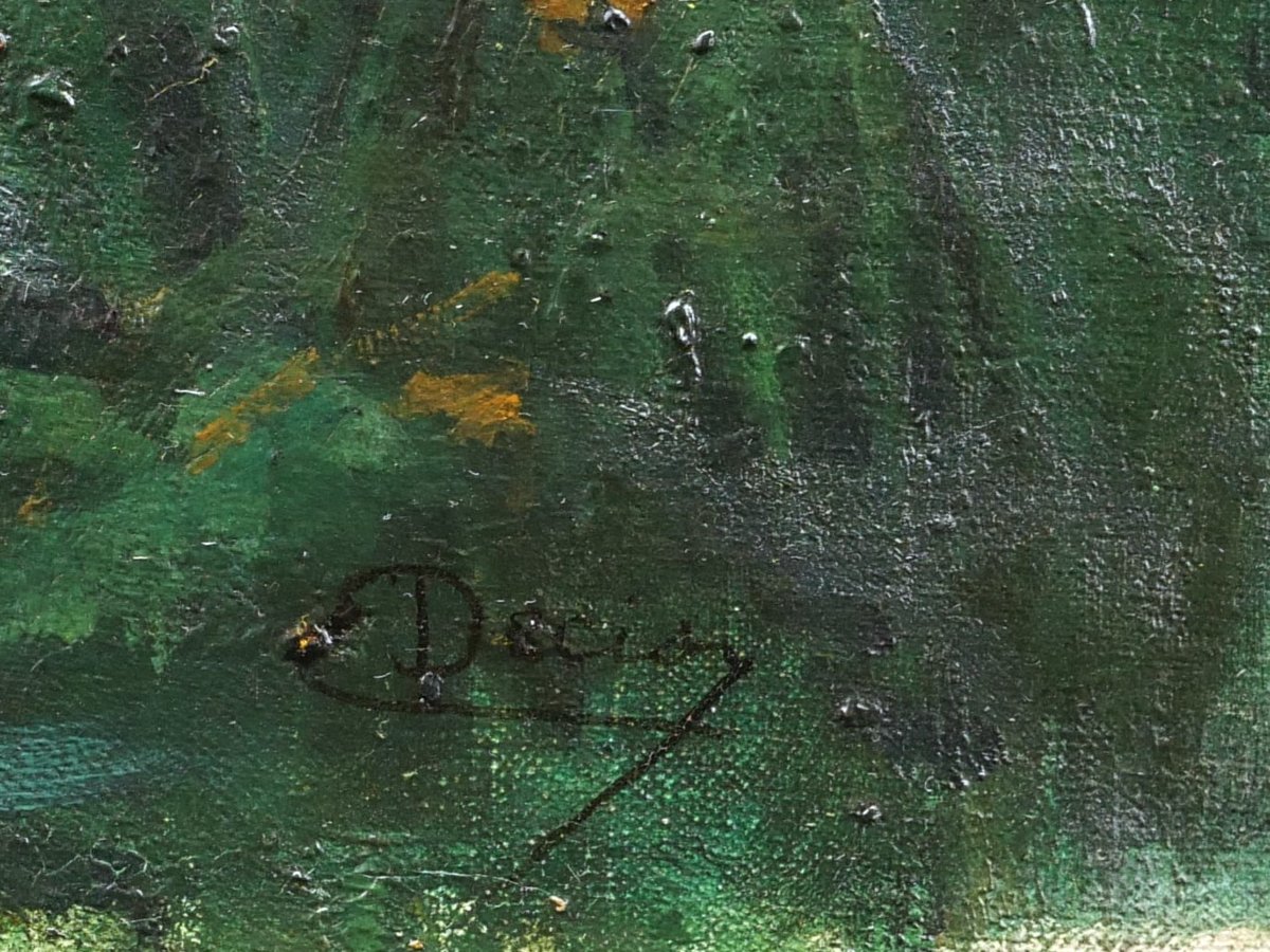 Eugène DECISY, Il m'aime... un peu... beaucoup !, tableau d'un couple dans un paysage-photo-4