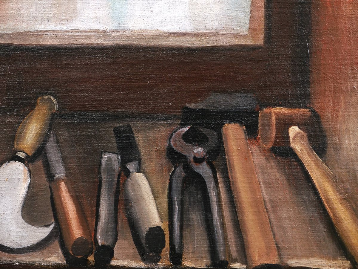 Jean OBERLÉ, Nature morte aux outils de menuisier-photo-2