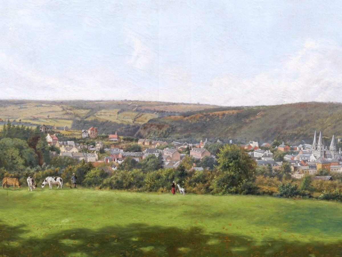 Georges CREHAY, Vue générale de Spa en Belgique, tableau belge de paysage-photo-3