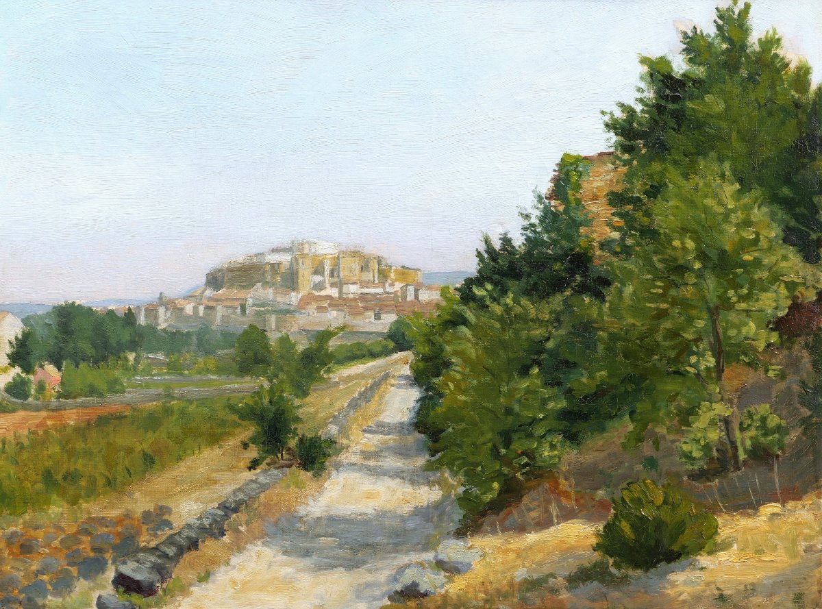 Early 20th-century French School, View Of Grignan In The Drôme Provençale, Landscape Painting