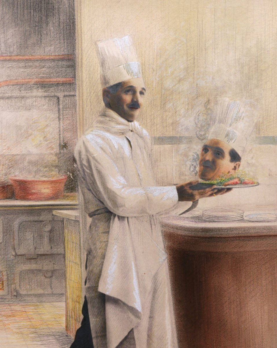 French School, Circa 1930, The Cooked Cook, Enhanced Vintage Photograph-photo-2