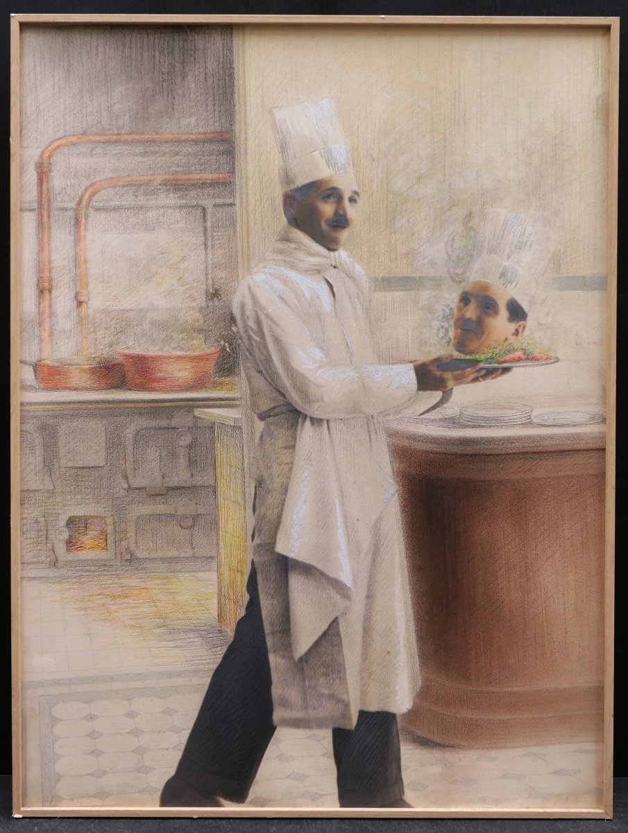 French School, Circa 1930, The Cooked Cook, Enhanced Vintage Photograph-photo-3
