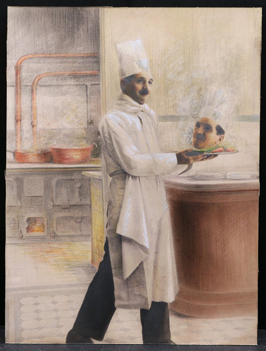 French School, Circa 1930, The Cooked Cook, Enhanced Vintage Photograph-photo-4