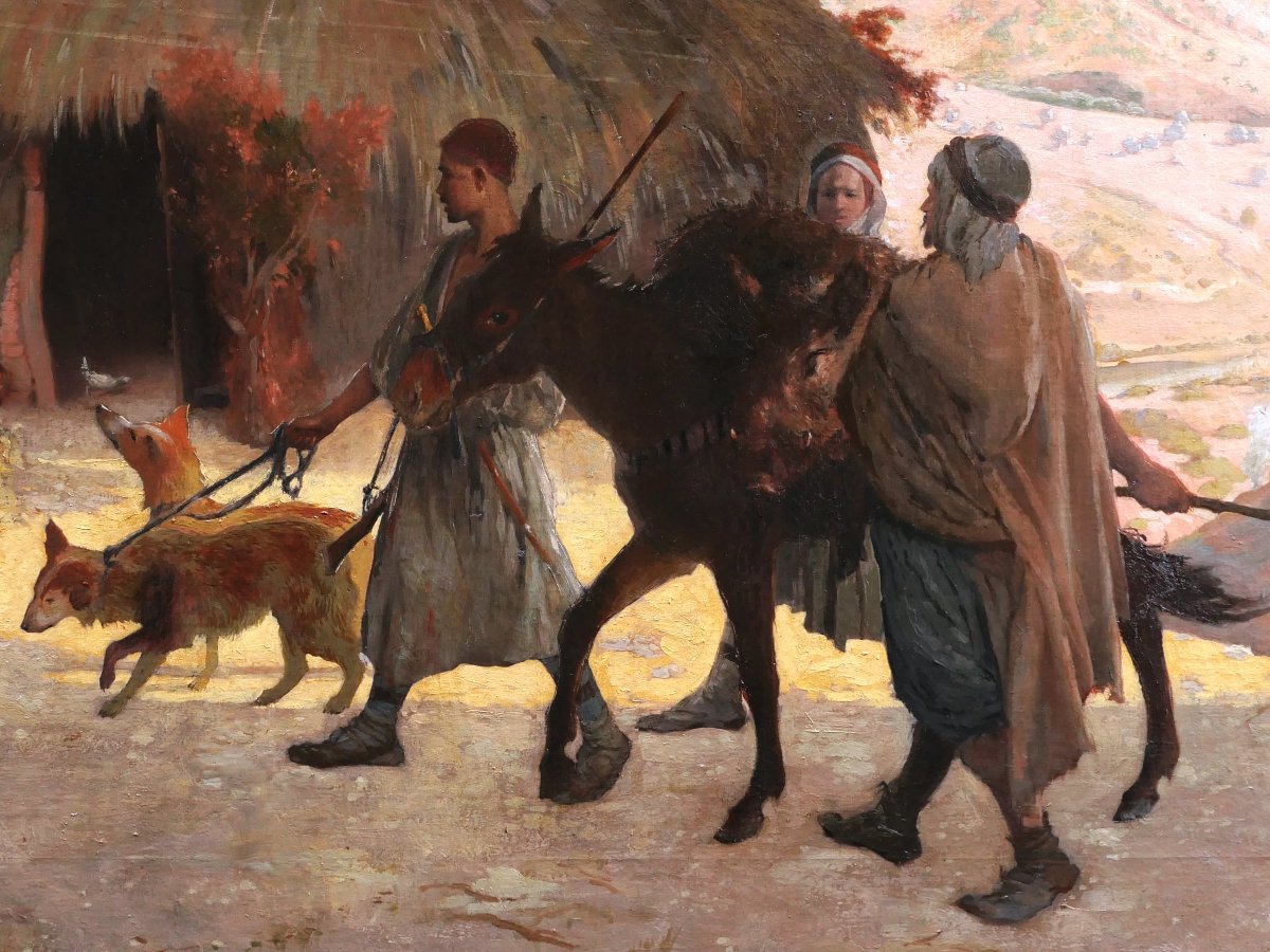Eugène Girardin, *kabyles Returning From A Hunt In Algeria*, Orientalist Painting (large Format)-photo-4