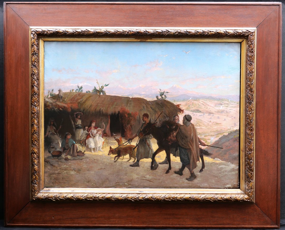 Eugène Girardin, *kabyles Returning From A Hunt In Algeria*, Orientalist Painting (large Format)-photo-2