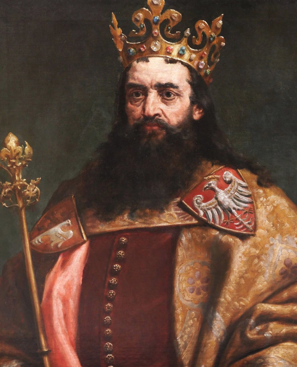 École POLONAISE du XIXème siècle, d'après Jan MATEJKO, Portrait du Roi Kazimierz III-photo-2