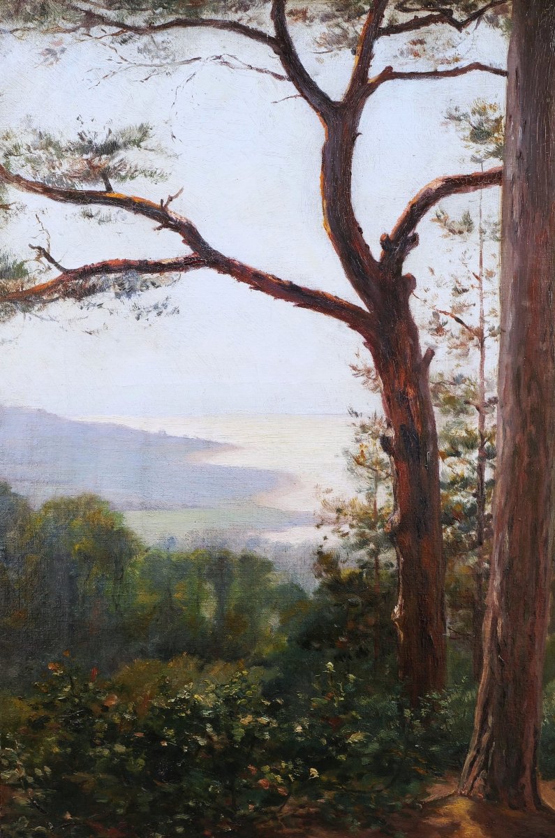 École FRANÇAISE en 1893, attribué à Henri TAYAN, Paysage côtier au Pays Basque, tableau