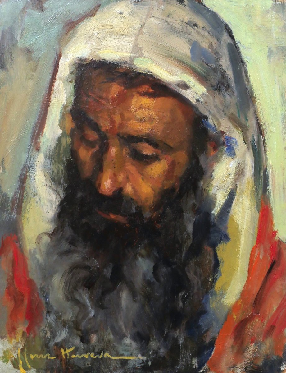 José CRUZ-HERRERA, Portrait de Marocain à la longue barbe