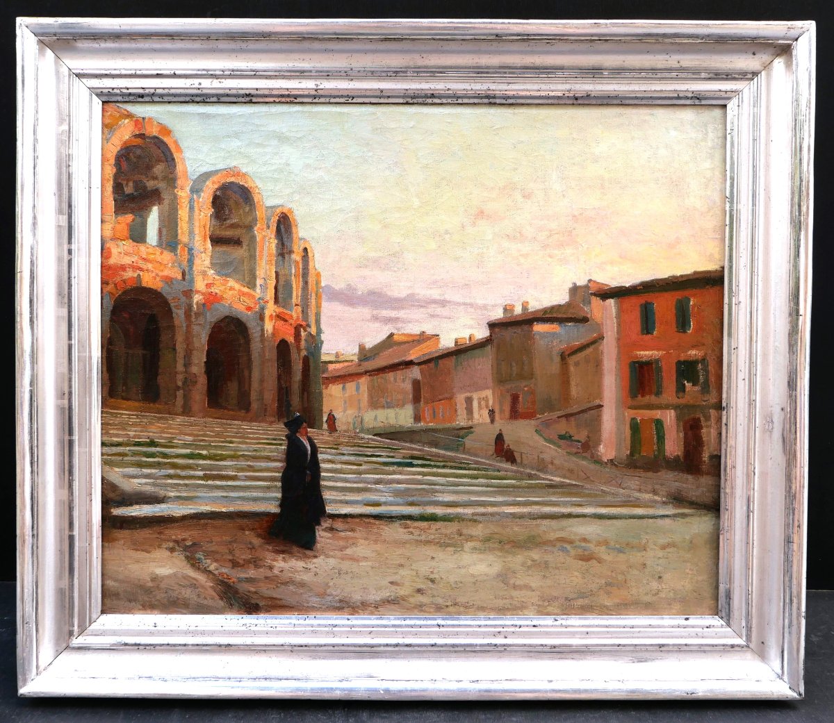 Attributed To Frédéric Montenard, *arlésienne In Front Of The Ancient Theater Of Arles*, Painting (landscape)-photo-3