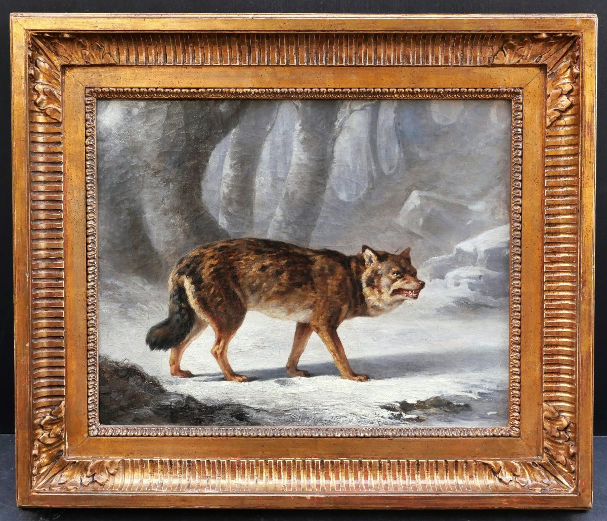 Louis Léon Nicolas Verreaux, Wolf In The Forest In Winter, Wildlife Painting-photo-4