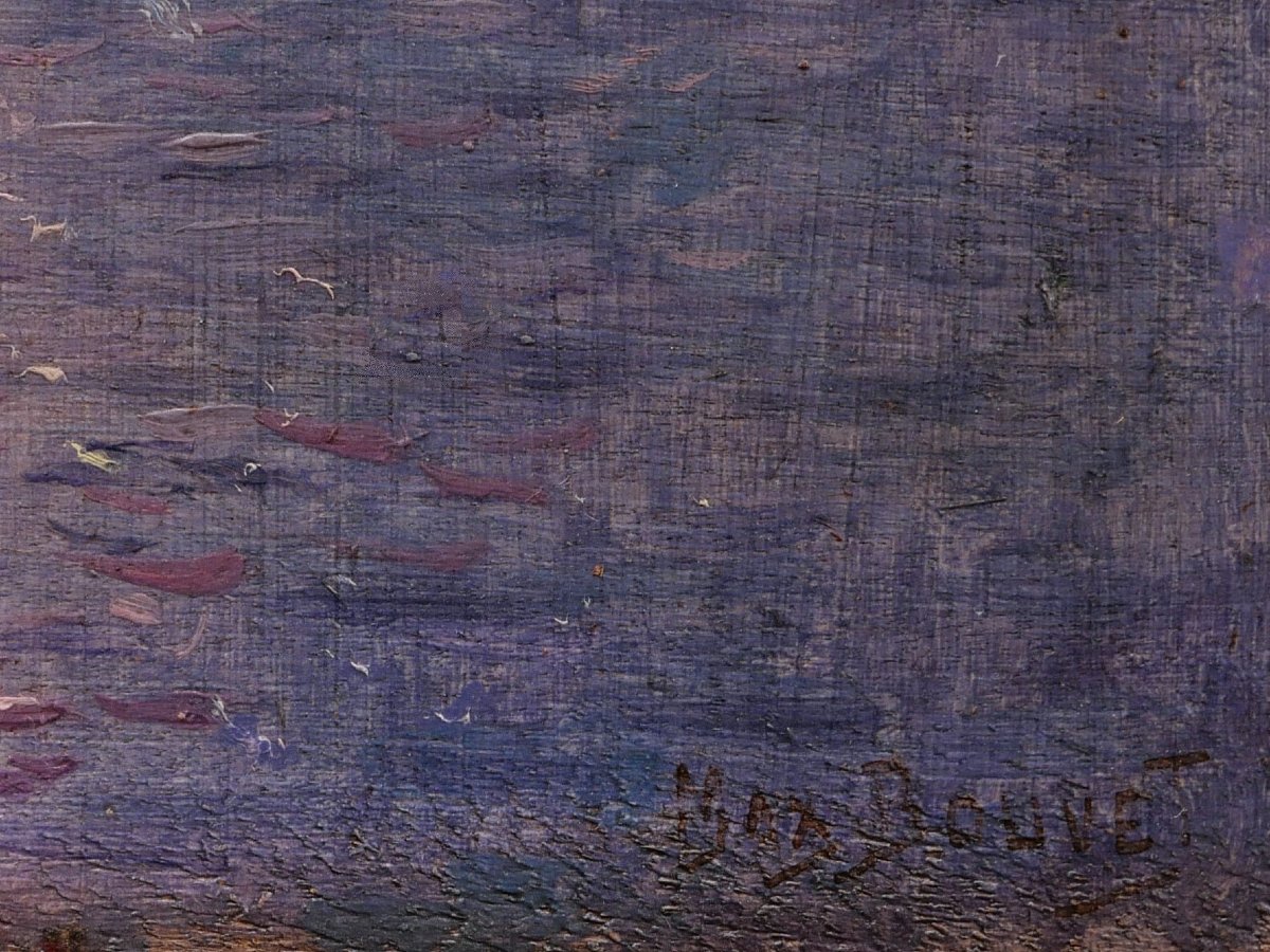 Nicolas Maximilien, dit Max BOUVET, Bateaux dans le port du Croisic au clair de lune, tableau-photo-3
