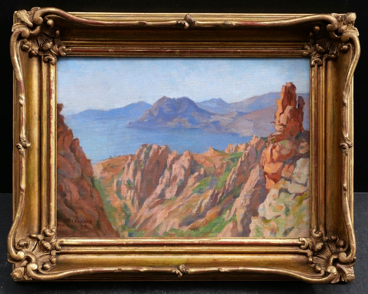 Eugène Louis Marie DELABARRE, Les Calanques de Piana en Corse, tableau de paysage marin-photo-4