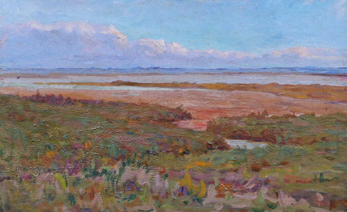 French School, Circa 1940, Seaside Landscape In The Hérault, Painting (montpellier, Sète)