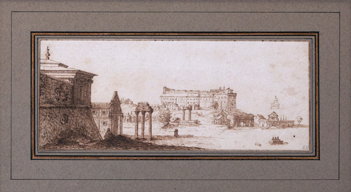 Attributed To Israël Silvestre Or Stefano Della Bella, View Of Rome, Old Master Drawing