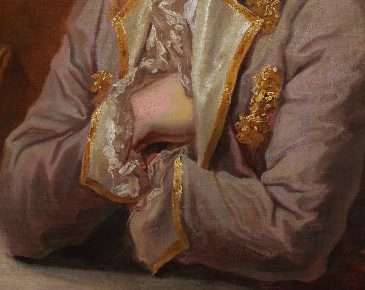 Attributed To Johann Julius Heinsius, Portrait Of A Man With His Hand On His Heart, Old Master-photo-3
