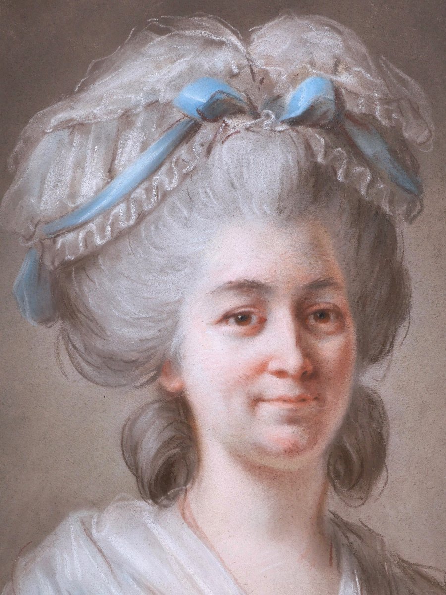 Attribué à Nicolas-Anne DUBOIS de BEAUCHESNE, Portrait de femme, dessin au pastel-photo-2