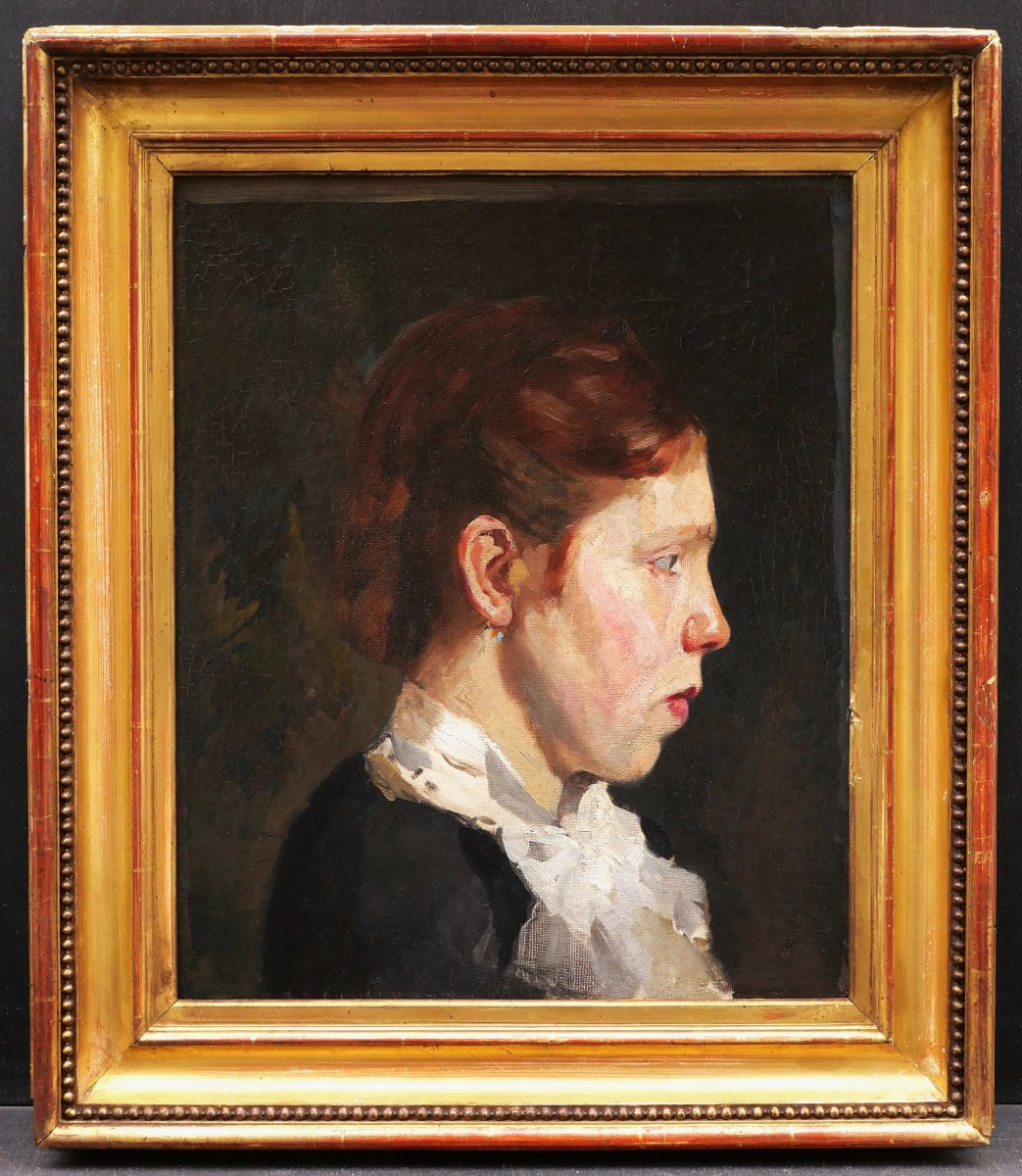 École FRANÇAISE du XIXème siècle, circa 1875-1880, Portrait de femme rousse de profil, tableau-photo-3